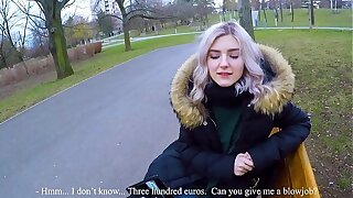 Cute teen swallows hot cum for cash - extreme public blowjob hard by Eva Elfie