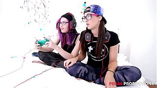 Pegas Productions - Hot Lezzie Step-Sis Babes Gaming at bottom Fortnite