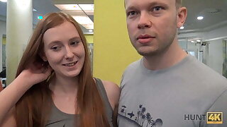HUNT4K. Couple was working out in gym when rich hunter came wits