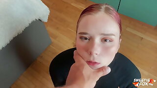 Man fucks obedient redhead beside face and pussy