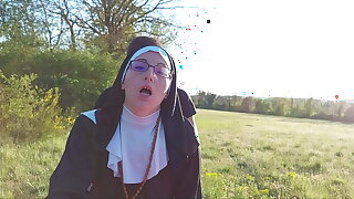 Sinful nun dilates their way ass winning extinguish of a difficulty confessional!
